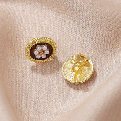 1 Pair Sweet Heart Shape Flower Plating Resin Drop Earrings Ear Studs