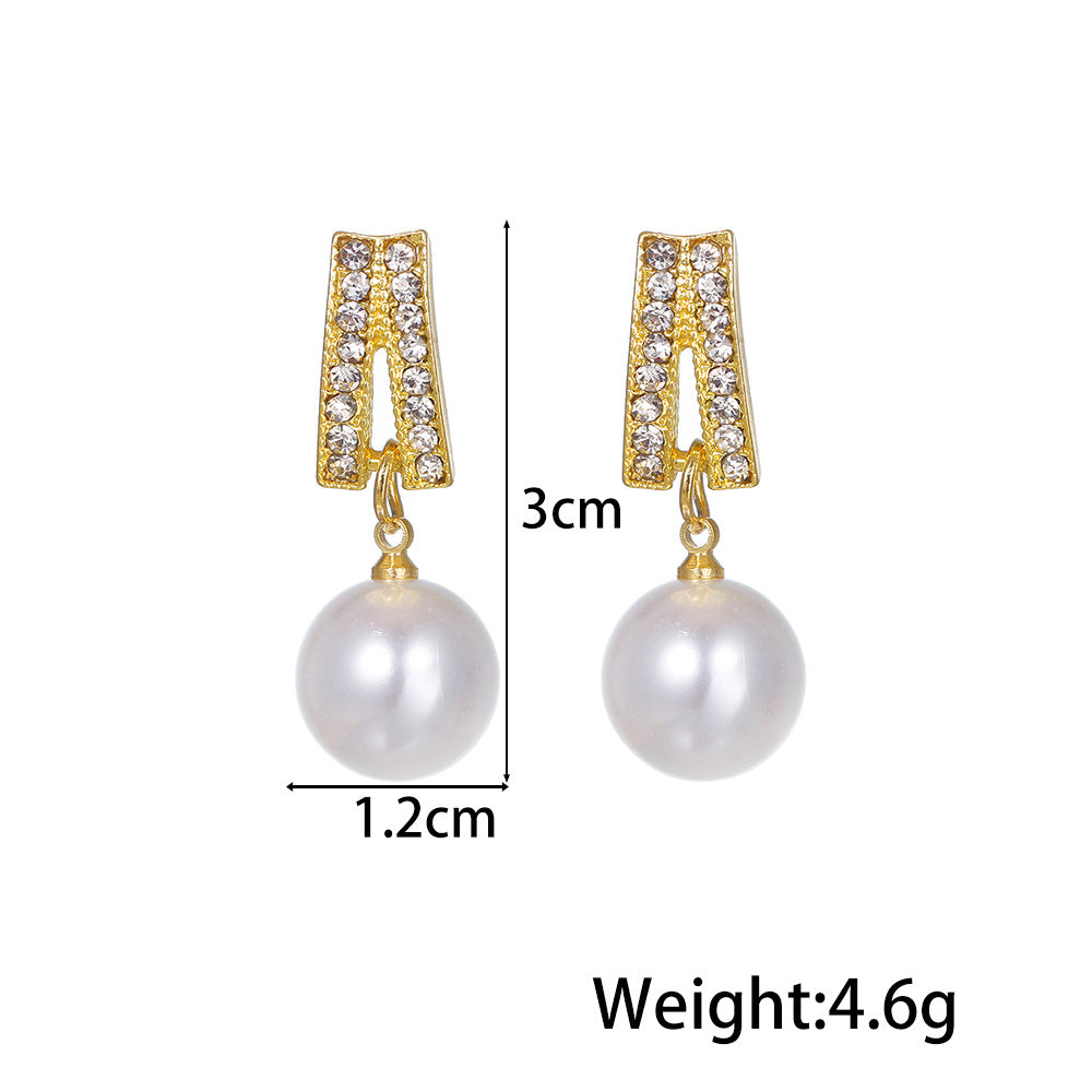 1 Pair Modern Style Geometric Plating Imitation Pearl Drop Earrings Ear Studs