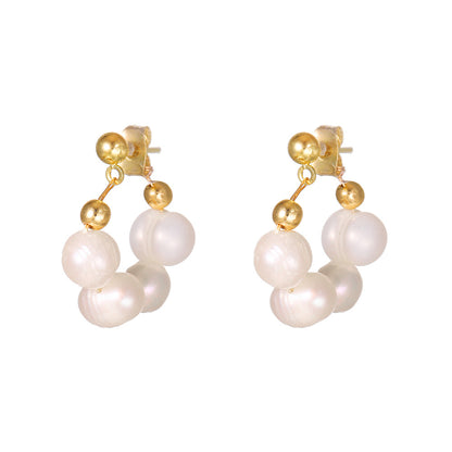 1 Pair Modern Style Geometric Plating Imitation Pearl Drop Earrings Ear Studs