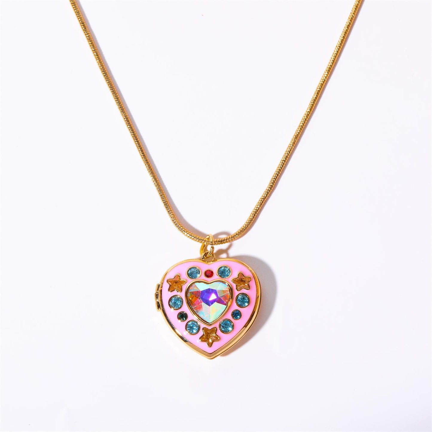 Simple Style Heart Shape Copper Rhinestones Pendant Necklace In Bulk