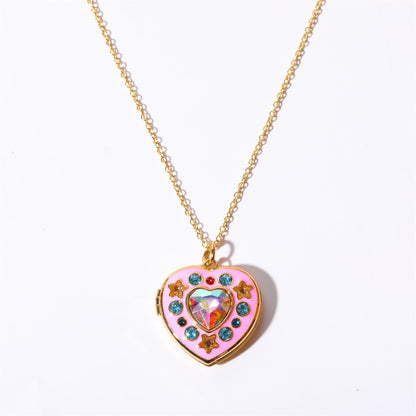 Simple Style Heart Shape Copper Rhinestones Pendant Necklace In Bulk