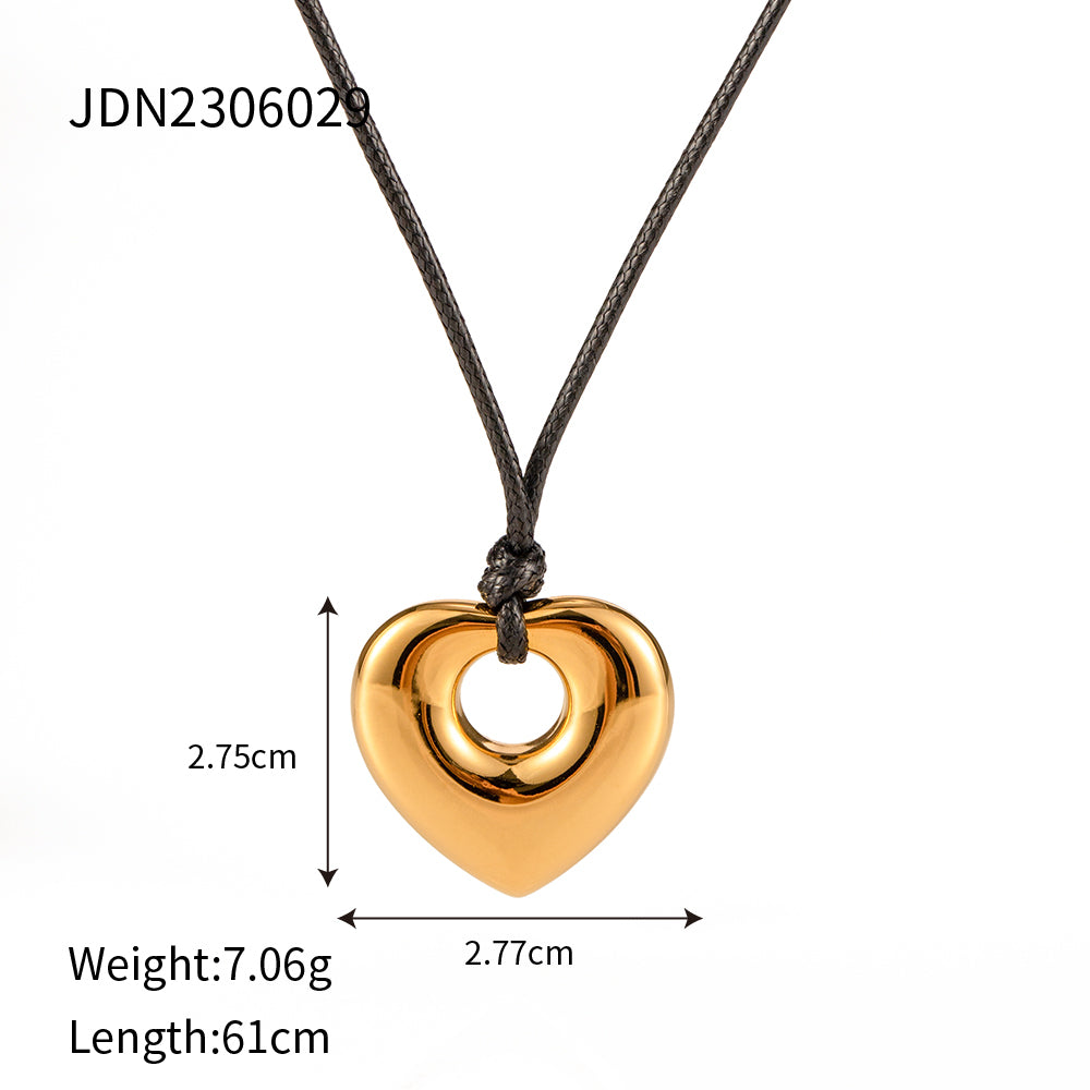 Ig Style Heart Shape Stainless Steel Plating 18k Gold Plated Pendant Necklace