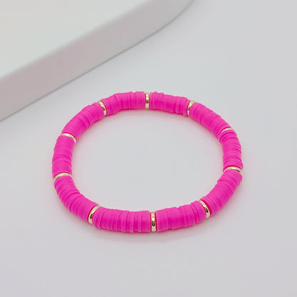 Ig Style Round Solid Color 18k Gold Plated Soft Clay Copper Wholesale Bracelets