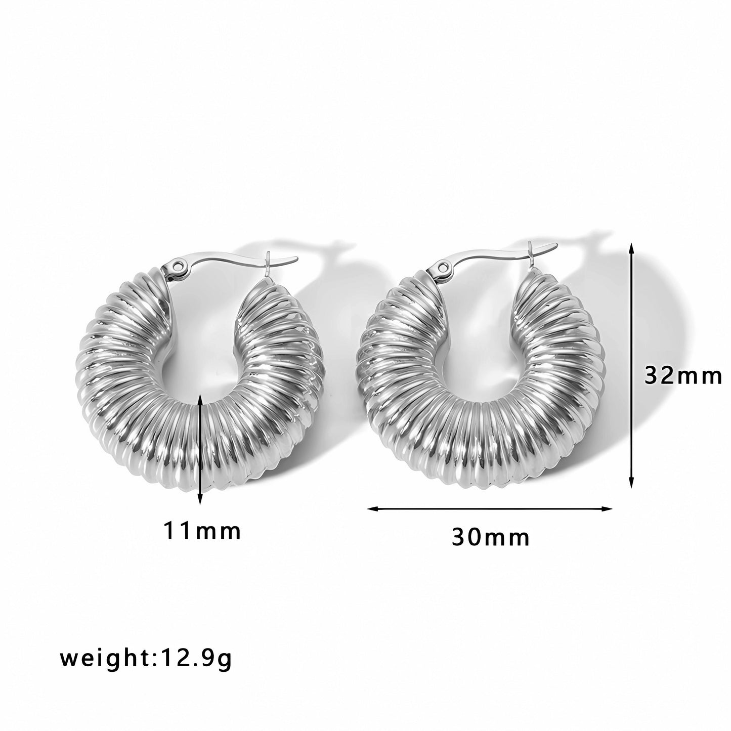 1 Pair Casual Simple Style C Shape Plating Stainless Steel 18k Gold Plated Ear Studs