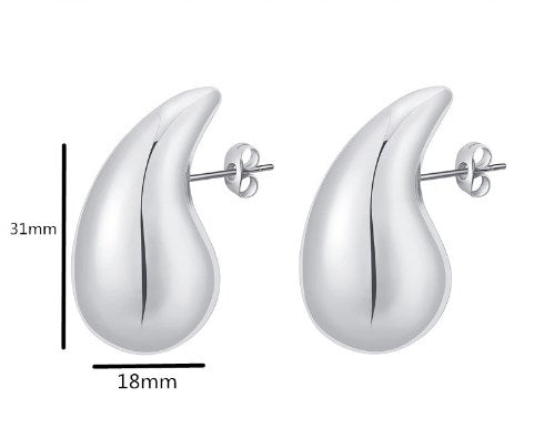 1 Pair Retro French Style C Shape U Shape Water Droplets Plating Stainless Steel 18k Gold Plated Earrings