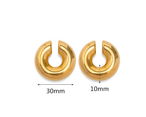 1 Pair Retro French Style C Shape U Shape Water Droplets Plating Stainless Steel 18k Gold Plated Earrings