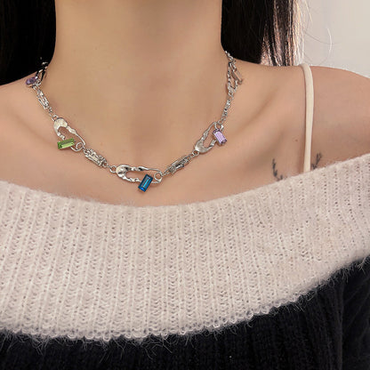 Fairy Style Square Alloy Inlay Artificial Crystal Women's Necklace