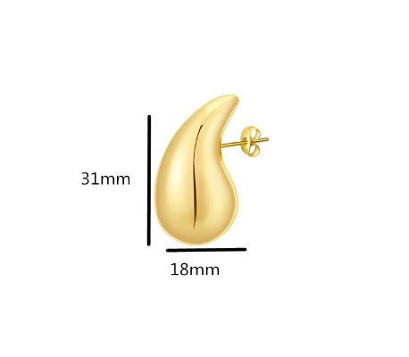 1 Pair Simple Style Water Droplets Plating Stainless Steel 18k Gold Plated Ear Studs