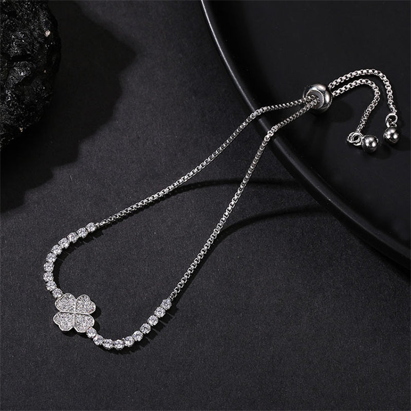 Simple Style Heart Shape Copper Plating Inlay Zircon White Gold Plated Bracelets