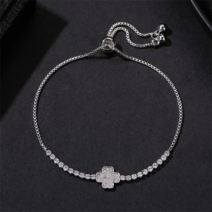 Simple Style Heart Shape Copper Plating Inlay Zircon White Gold Plated Bracelets