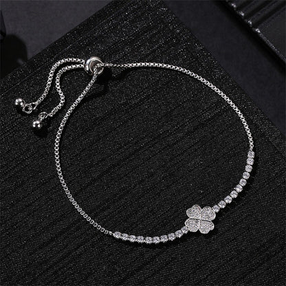 Simple Style Heart Shape Copper Plating Inlay Zircon White Gold Plated Bracelets