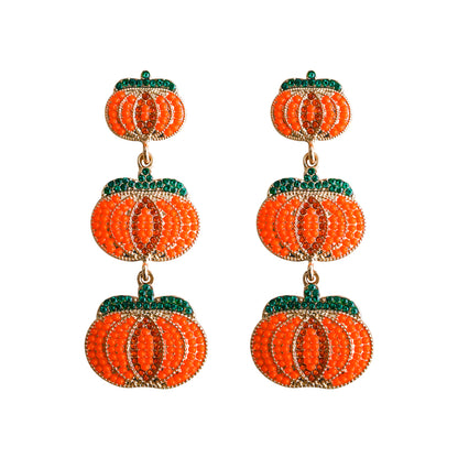 1 Pair Cartoon Style Exaggerated Funny Pumpkin Inlay Alloy Resin Drop Earrings