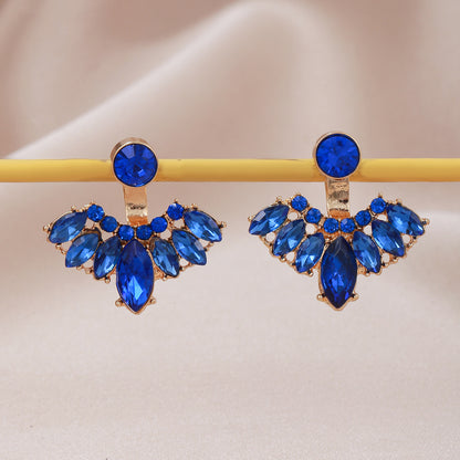 1 Pair Vintage Style Vacation Peacock Inlay Alloy Artificial Rhinestones Gold Plated Ear Studs