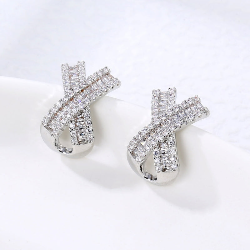 1 Pair Simple Style Geometric Plating Inlay Copper Zircon Ear Studs