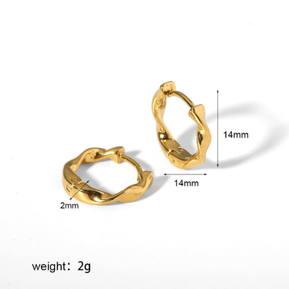 1 Pair Casual Simple Style Twist Plating Stainless Steel 18k Gold Plated Hoop Earrings