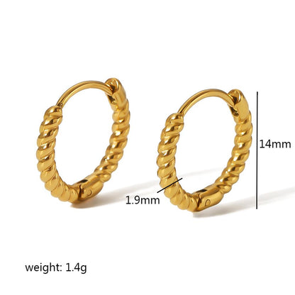 1 Pair Casual Simple Style Twist Plating Stainless Steel 18k Gold Plated Hoop Earrings