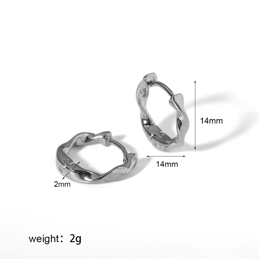 1 Pair Casual Simple Style Twist Plating Stainless Steel 18k Gold Plated Hoop Earrings