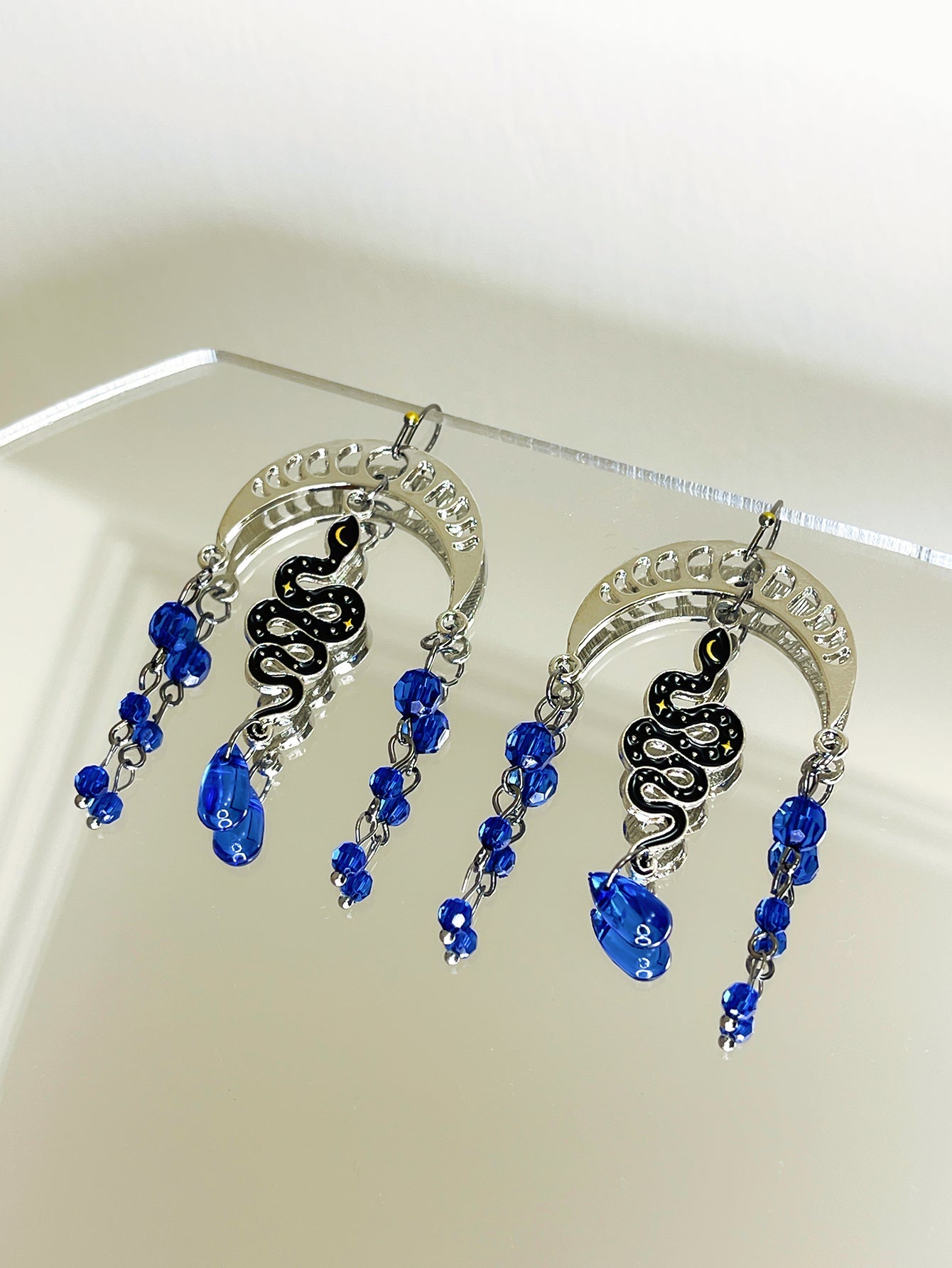 1 Pair Novelty Simple Style Moon Snake Alloy Drop Earrings