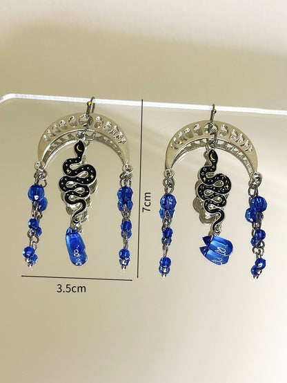 1 Pair Novelty Simple Style Moon Snake Alloy Drop Earrings