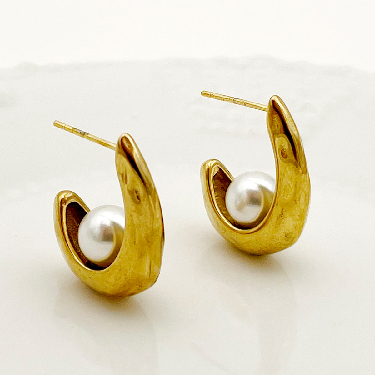 1 Pair Retro Roman Style Pearl Plating Stainless Steel Gold Plated Ear Studs