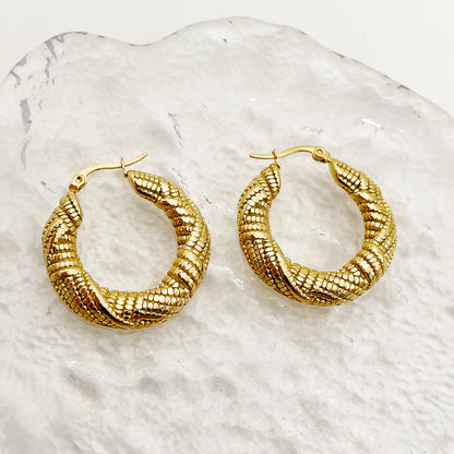 1 Pair Retro Roman Style Solid Color Plating Stainless Steel Gold Plated Hoop Earrings