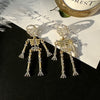 1 Pair Punk Skull Inlay Alloy Rhinestones Drop Earrings