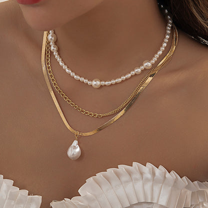 Elegant Lady Letter Heart Shape Imitation Pearl Alloy Plating Women's Layered Necklaces