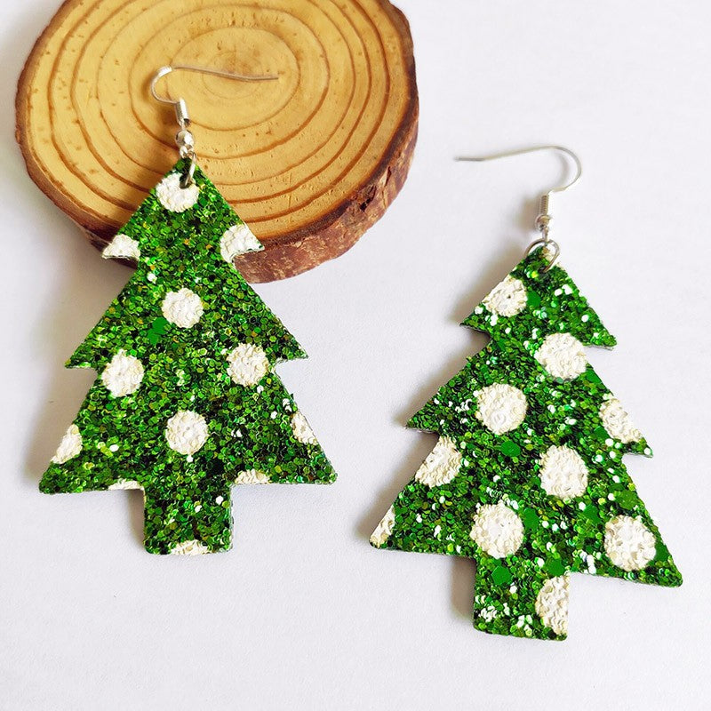 1 Pair Simple Style Classic Style Streetwear Christmas Tree Water Droplets Snowflake Pu Leather Drop Earrings