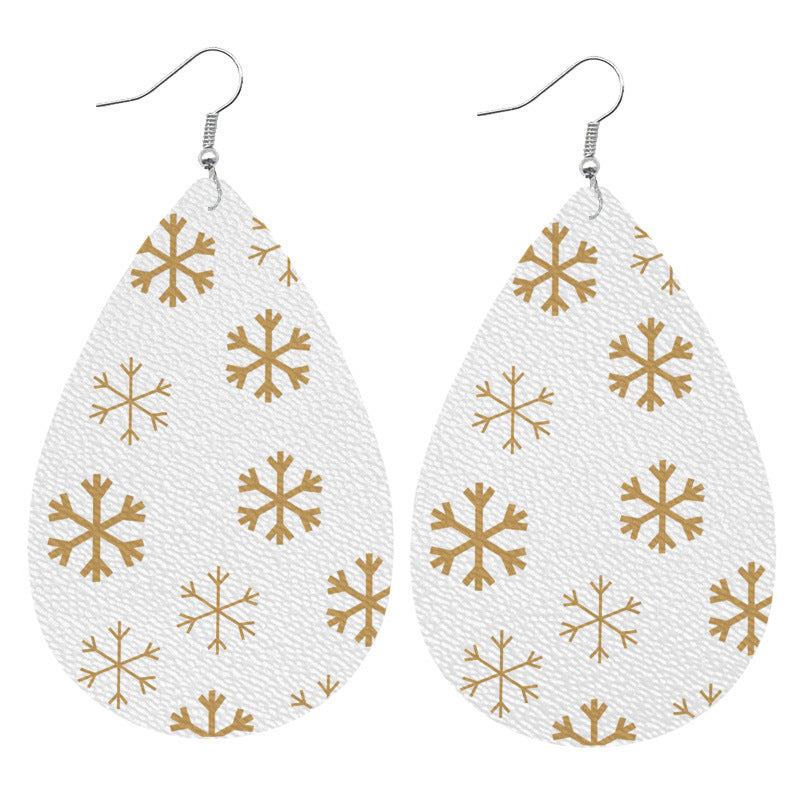 1 Pair Simple Style Classic Style Streetwear Christmas Tree Water Droplets Snowflake Pu Leather Drop Earrings