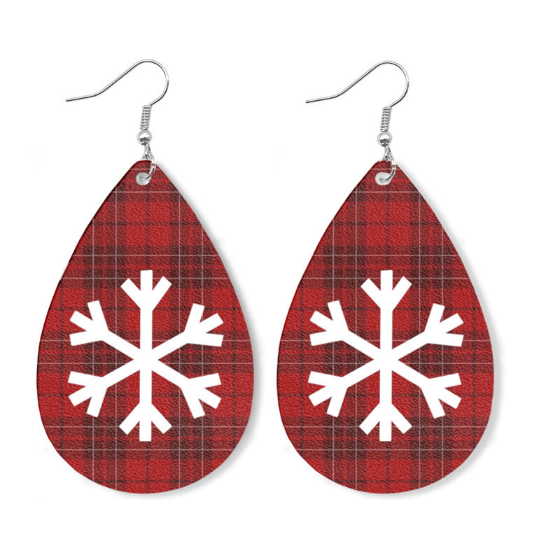 1 Pair Casual Streetwear Water Droplets Snowflake Pu Leather Drop Earrings