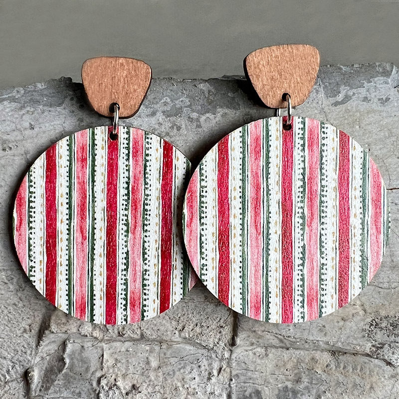 1 Pair Simple Style Christmas Tree Wood Drop Earrings