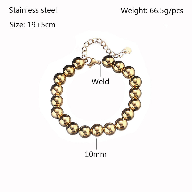 Retro Ball Solid Color Stainless Steel Bracelets In Bulk