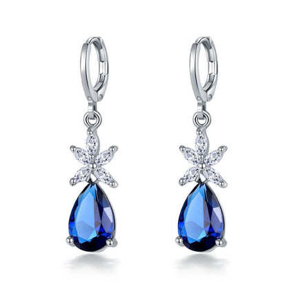 1 Pair Simple Style Water Droplets Plating Inlay Copper Zircon White Gold Plated Drop Earrings