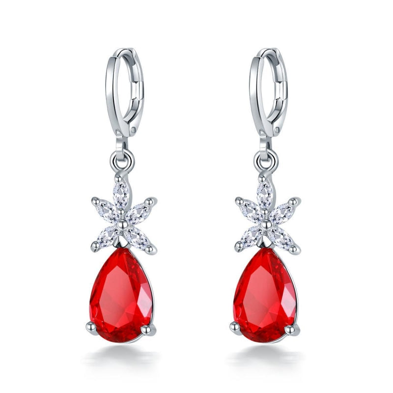 1 Pair Simple Style Water Droplets Plating Inlay Copper Zircon White Gold Plated Drop Earrings