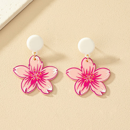 1 Pair Sweet Commute Flower Plating Arylic Drop Earrings