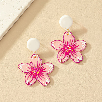 1 Pair Sweet Commute Flower Plating Arylic Drop Earrings