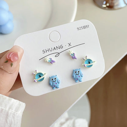 1 Set Cartoon Style Cartoon Character Enamel Alloy Ear Studs