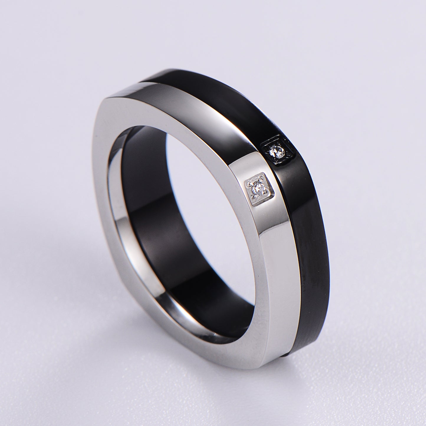 Simple Style Color Block Stainless Steel Plating Inlay Rhinestones 18k Gold Plated Rings