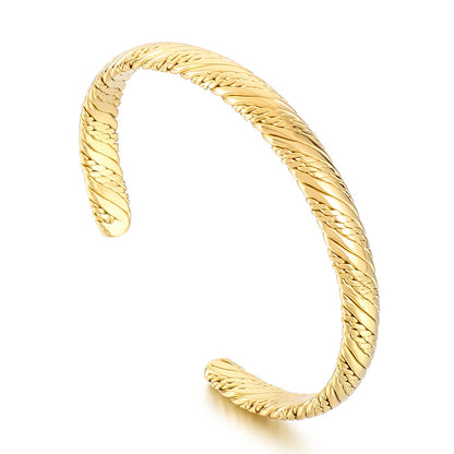 Simple Style Streetwear Solid Color Stainless Steel 18k Gold Plated Cuff Bracelets In Bulk