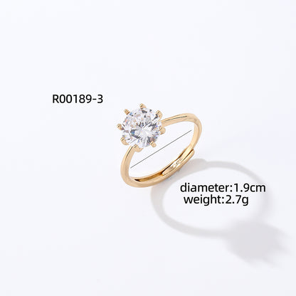 Casual Simple Style Round Number Heart Shape Copper Irregular Inlay Zircon Open Rings