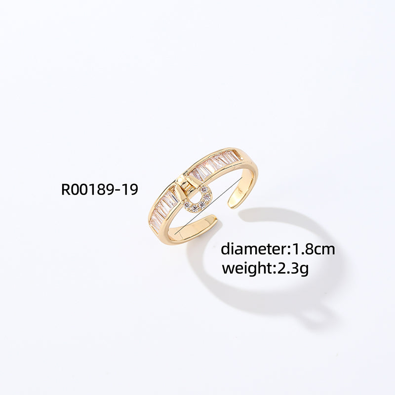 Casual Simple Style Round Number Heart Shape Copper Irregular Inlay Zircon Open Rings