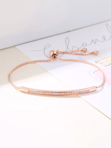 Casual Elegant Simple Style One-shaped Quadrilateral Bamboo Copper Drawstring Inlay Zircon Bracelets