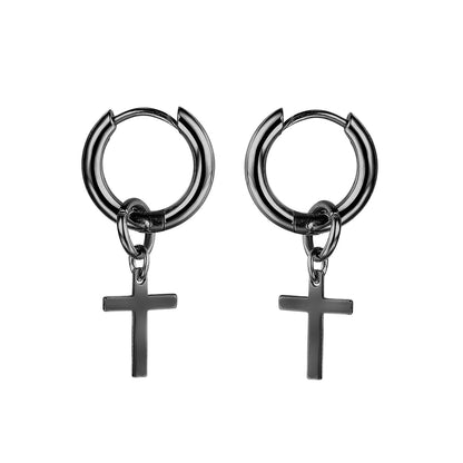 Wholesale Simple Men's Titanium Steel Cross Earrings