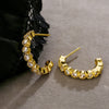 1 Pair Simple Style Commute C Shape Round Plating Inlay Copper Zircon 18k Gold Plated Ear Studs