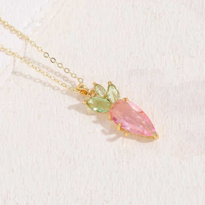 Commute Fruit Copper 14k Gold Plated Zircon Necklace In Bulk