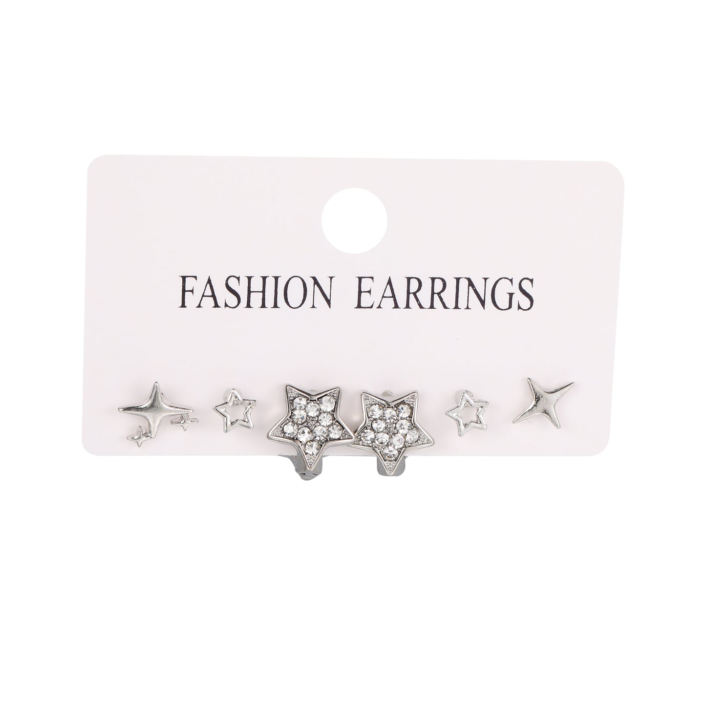 3 Pairs Ig Style Cool Style Star Hollow Out Inlay Alloy Rhinestones Ear Studs