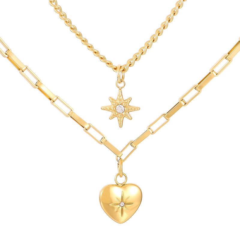 Simple Style Heart Shape Titanium Steel Plating Gold Plated Necklace