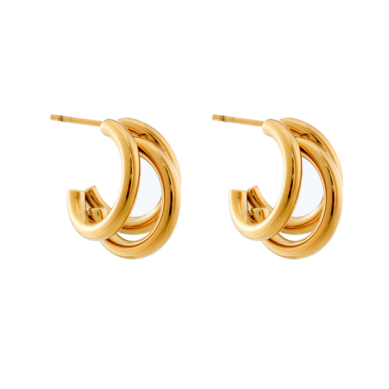 1 Pair Vintage Style Korean Style Geometric Plating Titanium Steel 18k Gold Plated Ear Studs