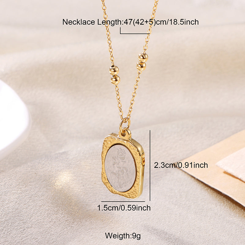 Elegant Luxurious Shiny Portrait Moon Rose Stainless Steel Plating 18k Gold Plated Pendant Necklace