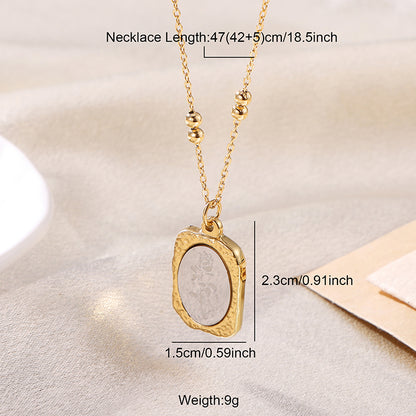 Elegant Luxurious Shiny Portrait Moon Rose Stainless Steel Plating 18k Gold Plated Pendant Necklace